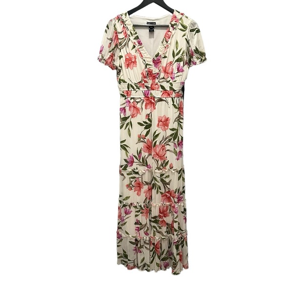 Kate and Lily Women’s V-Neck Puff Sleeve Tiered Floral Maxi Dress NWT - Picture 4 of 13